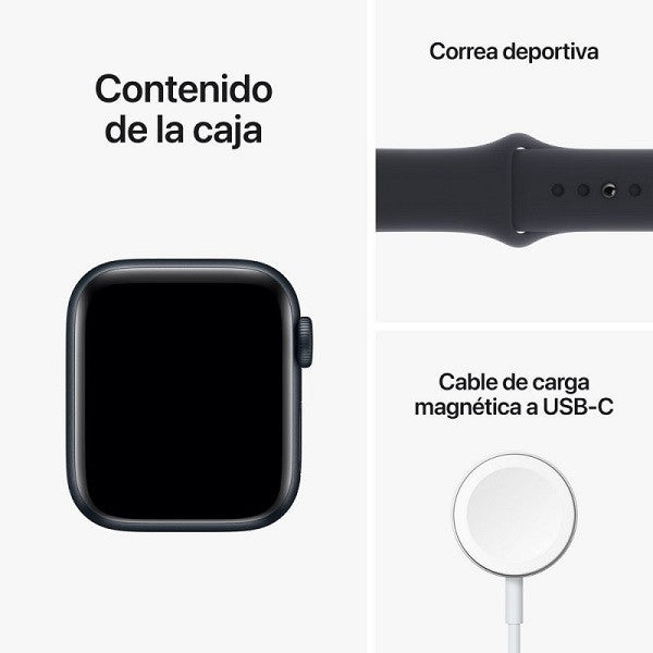 APPLE WATCH SERIE 8 45MM ALUMINIO PLATA SPORT BAND BLANCO