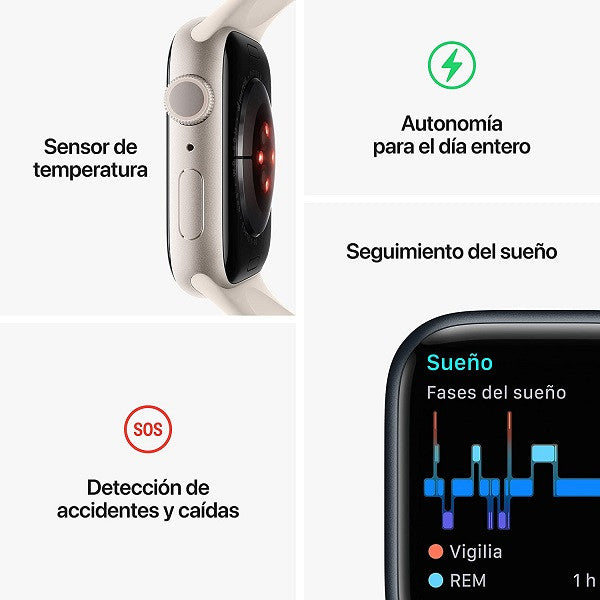 APPLE WATCH SERIE 8 45MM ALUMINIO SPORT BAND NEGRO