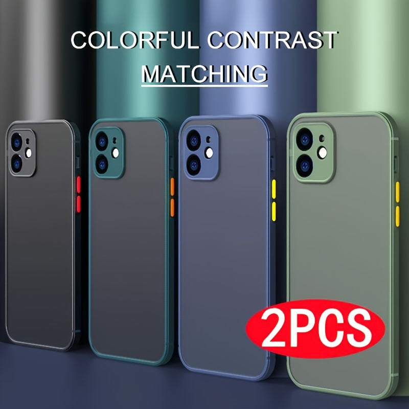 2pcs Funda para Teléfono Móvil con Sensación de Piel Material PC Adecuada para iPhone 11 13 12 14 15 Pro Max Mini Funda Antigolpes para Teléfono Móvil Adecuada para iPhone XS Max X XR 6 15 7 8 Plus