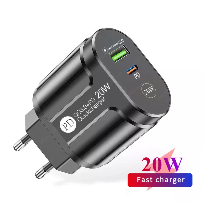 20W PD USB C Charger Fast Charging Wall Charger Quick Charge 3.0 Mobile Phones Adapter For Iphone Xiaomi Samsung Type C Chargers