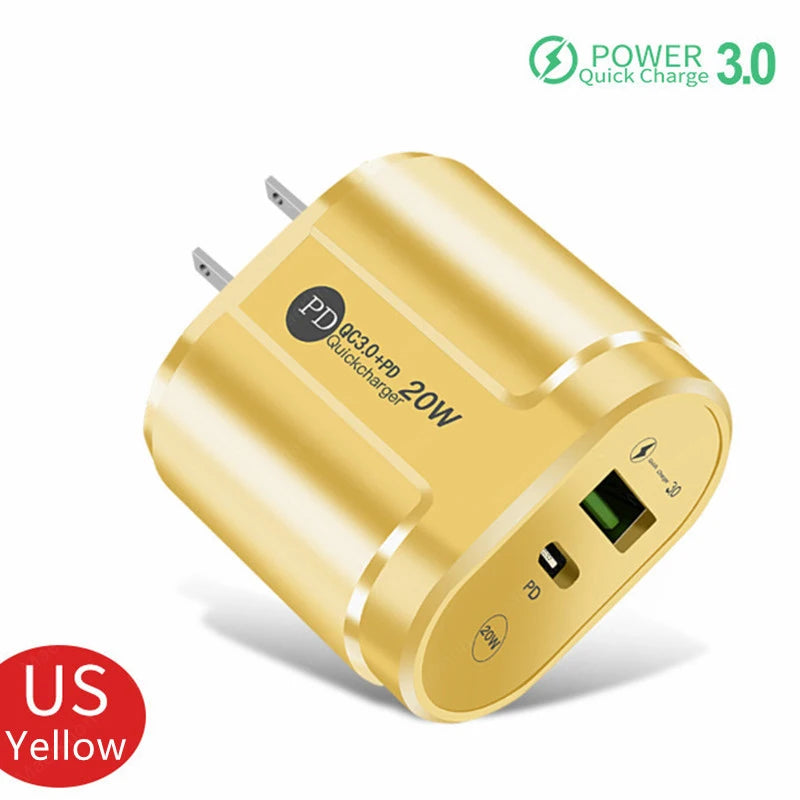 20W PD USB C Charger Fast Charging Wall Charger Quick Charge 3.0 Mobile Phones Adapter For Iphone Xiaomi Samsung Type C Chargers