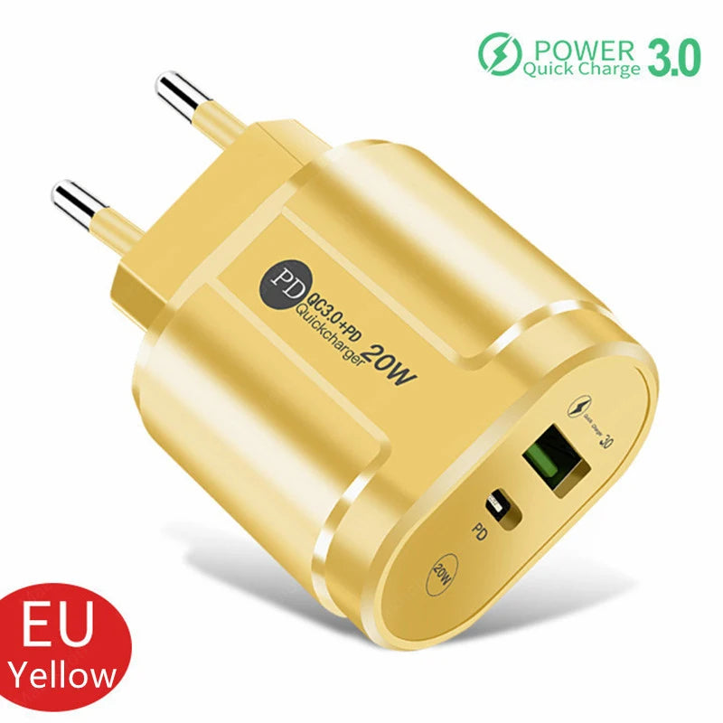 20W PD USB C Charger Fast Charging Wall Charger Quick Charge 3.0 Mobile Phones Adapter For Iphone Xiaomi Samsung Type C Chargers