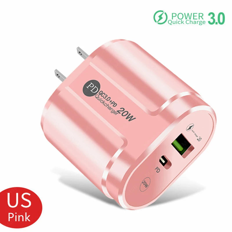 20W PD USB C Charger Fast Charging Wall Charger Quick Charge 3.0 Mobile Phones Adapter For Iphone Xiaomi Samsung Type C Chargers