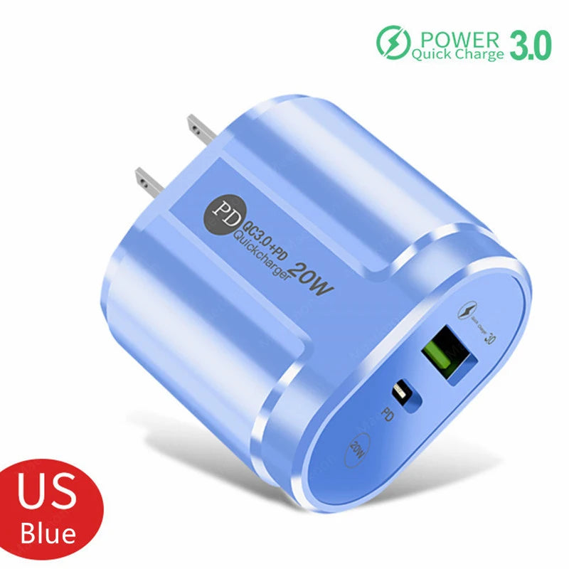 20W PD USB C Charger Fast Charging Wall Charger Quick Charge 3.0 Mobile Phones Adapter For Iphone Xiaomi Samsung Type C Chargers