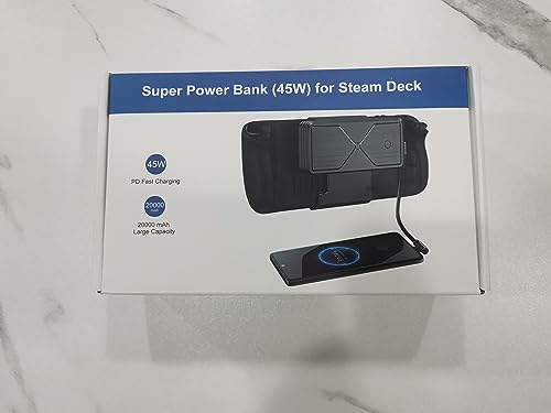 Power Bank 20000mAh  para Steam Deck, 45W PD 3.0 B baterías externas compatibles con Switch/Samsung/iPad/Laptop con Soporte Trasero Desmontable y Cable USB-C Dual