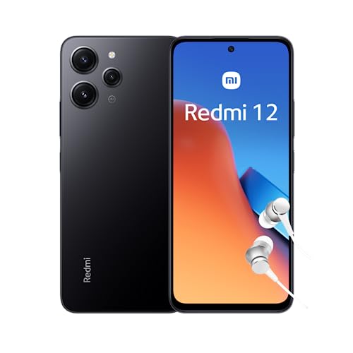 Redmi 12 4G - Smartphone de 8+256GB, Pantalla de 6,79" FHD+ AdaptiveSync 90 Hz, MediaTek G88, Triple cámara de 50MP, batería de 5000 mAh, Negro (Versión ES + 3 años de garantía)