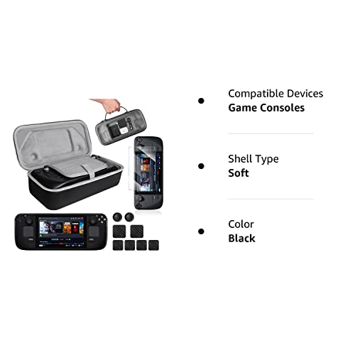 Funda Compatible con el Steam Deck, Kit de Accesorios con Bolsa de Viaje, Protector de Pantalla, Funda Protectora de Silicona, Protección del Touchpad y Mucho Más.