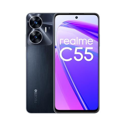 realme C55 Smartphone 4G, cámara de 64MP con IA, 6GB de RAM + 128GB de ROM, carga SUPERVOOC de 33W, gran batería de 5000mAh, diseño ultrafino de 7,89mm, Negro, Versión española