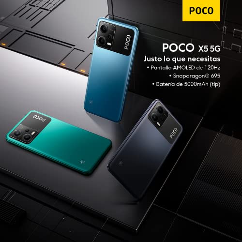 Xiaomi Poco X5 5G, auriculares intraurales, 6,67 pulgadas, pantalla AMOLED DotDisplay, 256 GB, 8 GB RAM, 120 Hz, Full HD, negro (Versión Global)