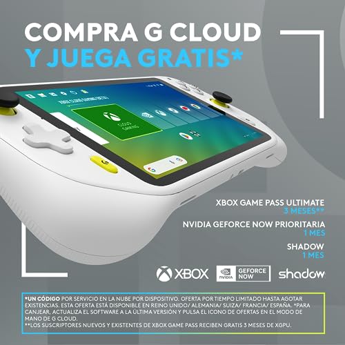 Logitech G Cloud Gaming Handheld, Consola Portátil con Batería de Larga Duración, Pantalla Táctil 1080P de 7 in, diseño ligero, Xbox Cloud Gaming, NVIDIA GeForce NOW, Google Play, Enchufe EU, Blanco