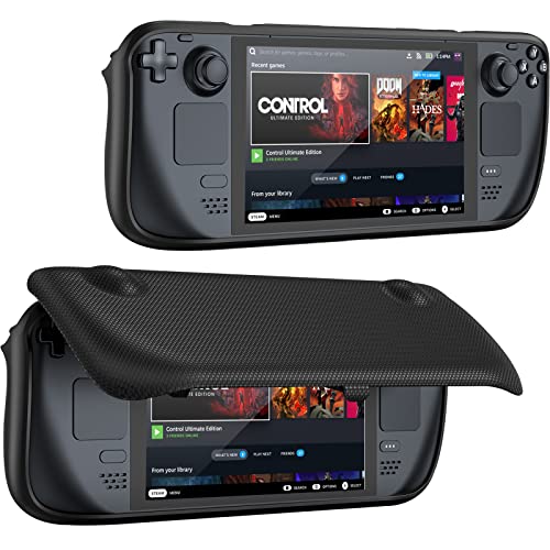 Funda para Steam Deck, Estuche con Tapa Compatible con 7 Pulgadas Valve Steam Deck Case Carcasa Protectora Magnética Extraíble Cubierta Frontal Steam Deck 2021 -Negro