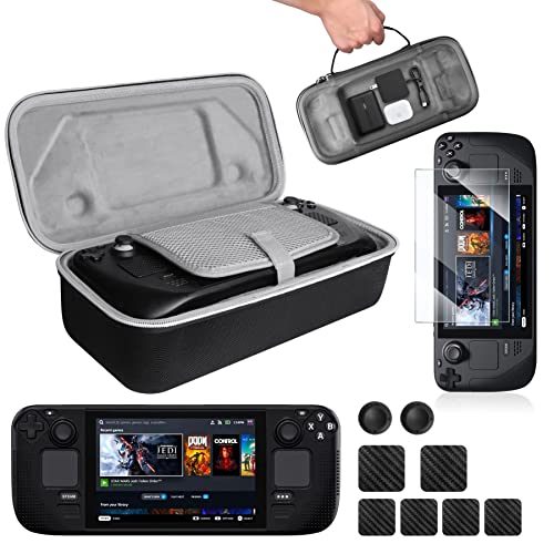 Funda Compatible con el Steam Deck, Kit de Accesorios con Bolsa de Viaje, Protector de Pantalla, Funda Protectora de Silicona, Protección del Touchpad y Mucho Más.