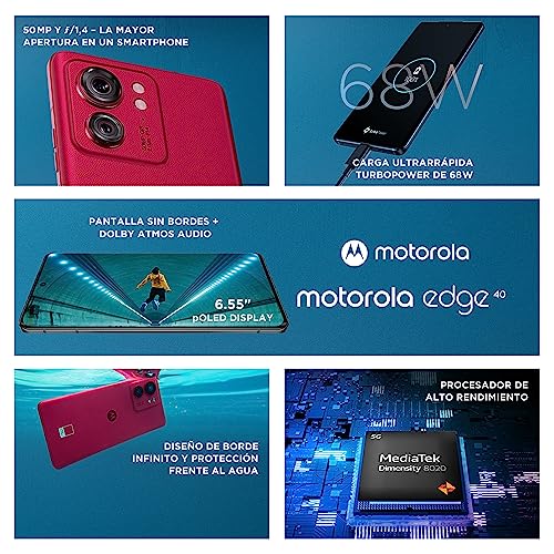 Motorola Edge 40, 5G, 8+256GB, Bateria 4400mAh, Cámara 50MP, magenta