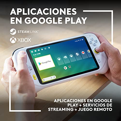 Logitech G Cloud Gaming Handheld, Consola Portátil con Batería de Larga Duración, Pantalla Táctil 1080P de 7 in, diseño ligero, Xbox Cloud Gaming, NVIDIA GeForce NOW, Google Play, Enchufe EU, Blanco