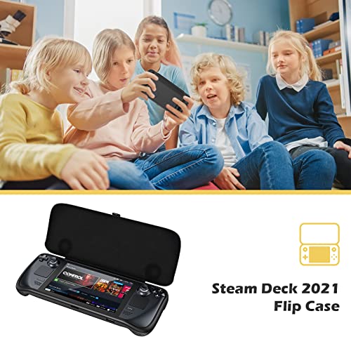 Funda para Steam Deck, Estuche con Tapa Compatible con 7 Pulgadas Valve Steam Deck Case Carcasa Protectora Magnética Extraíble Cubierta Frontal Steam Deck 2021 -Negro