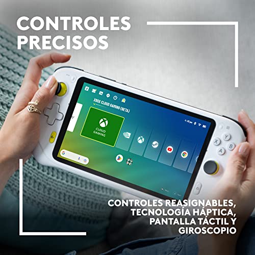 Logitech G Cloud Gaming Handheld, Consola Portátil con Batería de Larga Duración, Pantalla Táctil 1080P de 7 in, diseño ligero, Xbox Cloud Gaming, NVIDIA GeForce NOW, Google Play, Enchufe EU, Blanco