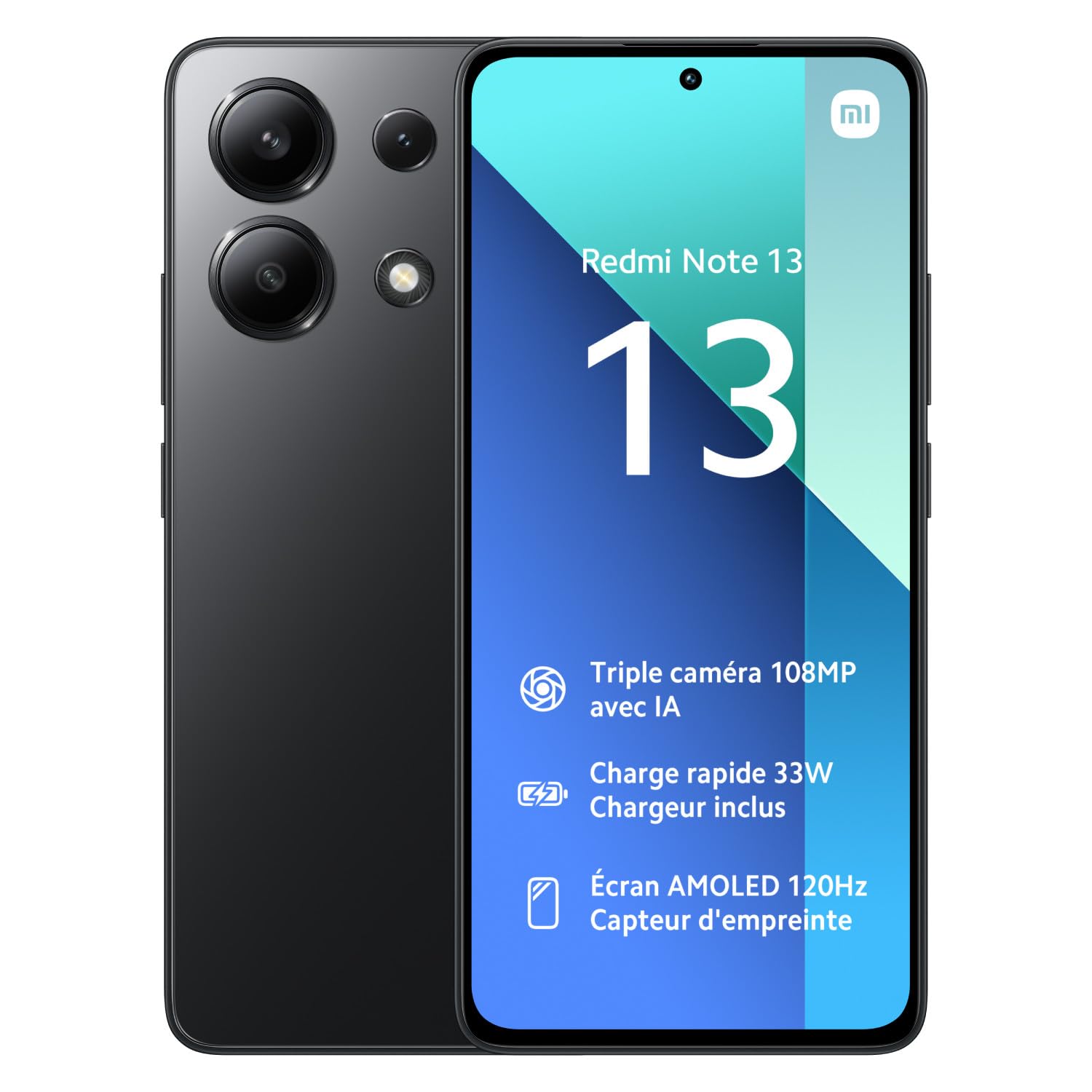 Xiaomi Smartphone Redmi Note 13, Version Global, 8+256GB, Pantalla Amoled de 6,67 Pulgadas, 120Hz, Dimensity 6080, 100MP, 5000mAh, Cargador de 33W, Negro