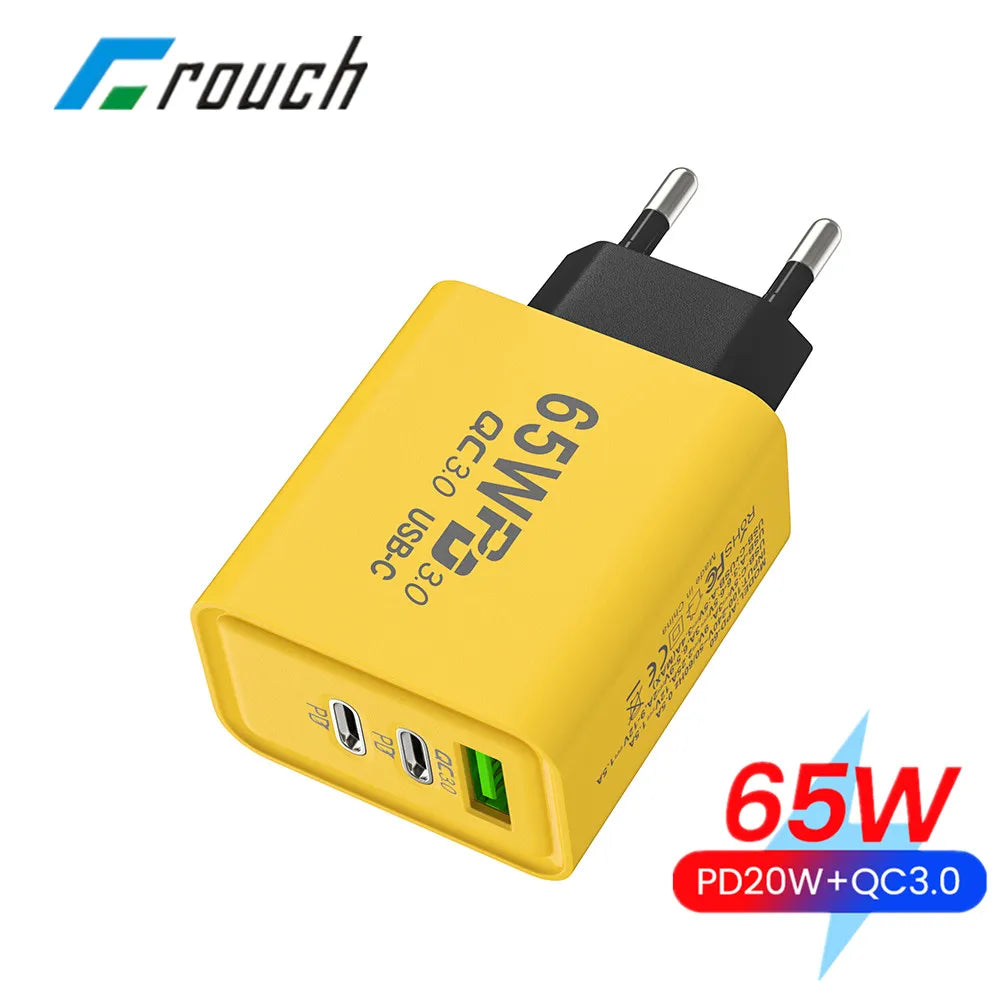 65W 3 Ports USB Charger Quick Charge Wall Charger Fast Charging For iPhone 14 13 Samsung Xiaomi Phone Charger Type C Adapter