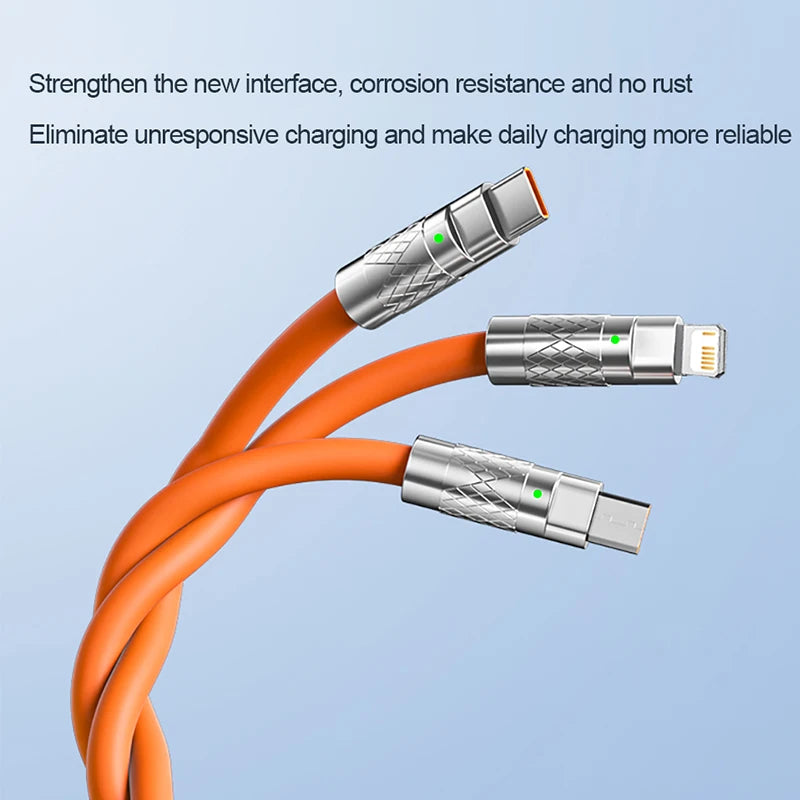 Cable Micro USB de carga rápida 3 en 1, 120W, para iPhone 14, 11 Pro Max, Xiaomi, Huawei, Samsung, USB tipo C a Lightning Data, Cable inalámbrico