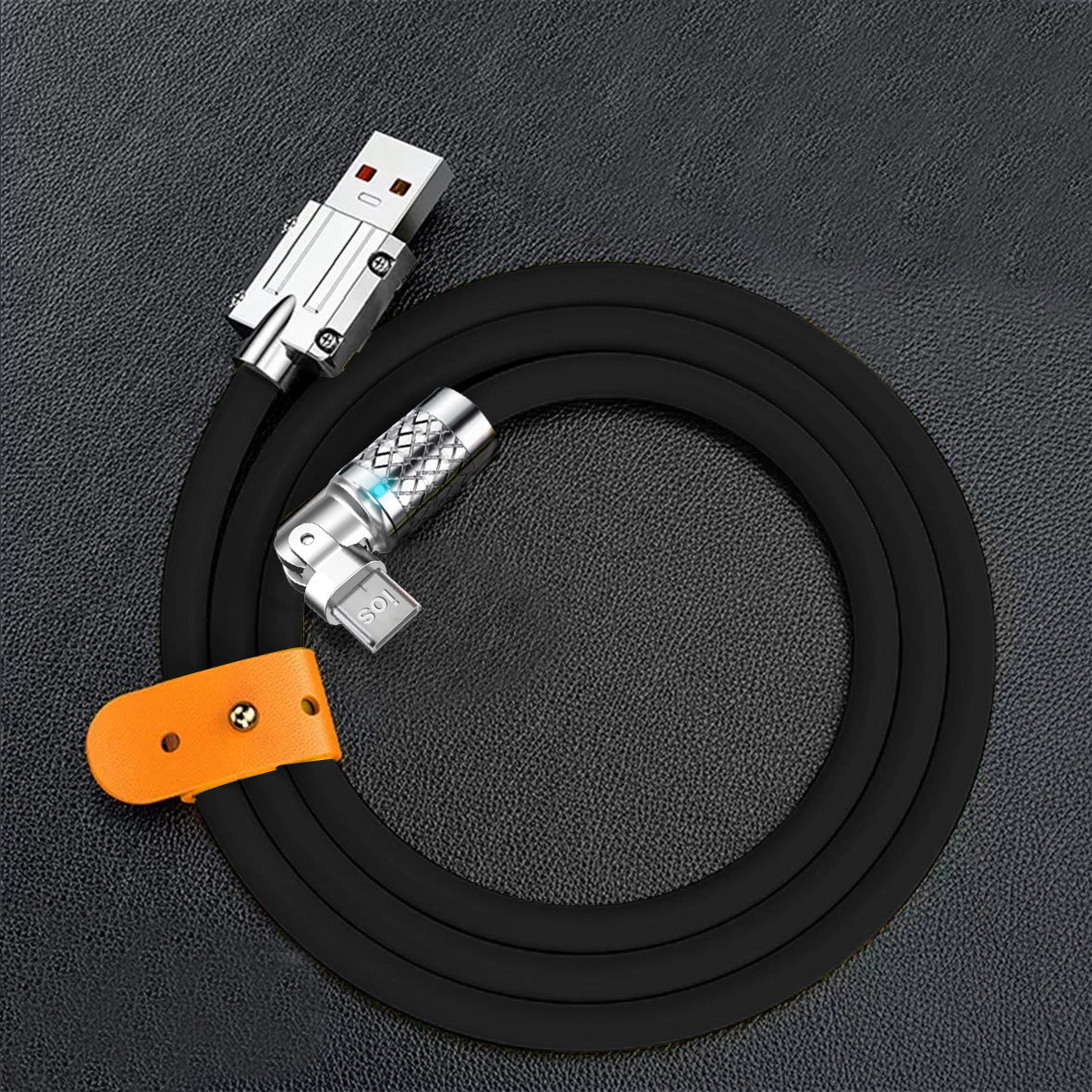 Cable carga Ultra rápida giratoria 180 USB de silicona de 120W y 6A para iPhone, iPad