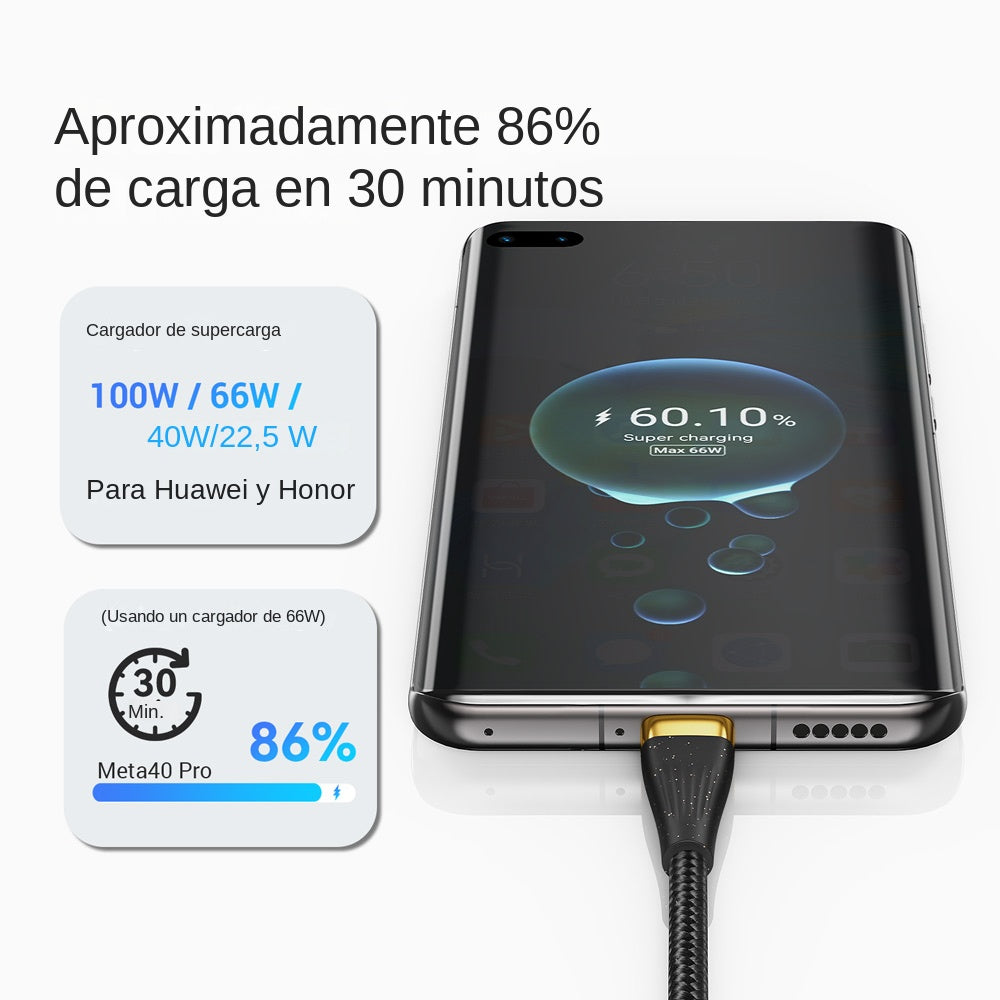 Cable de carga USB 3 en 1  6A 100W  para iPhone Samsung xiaomi etc