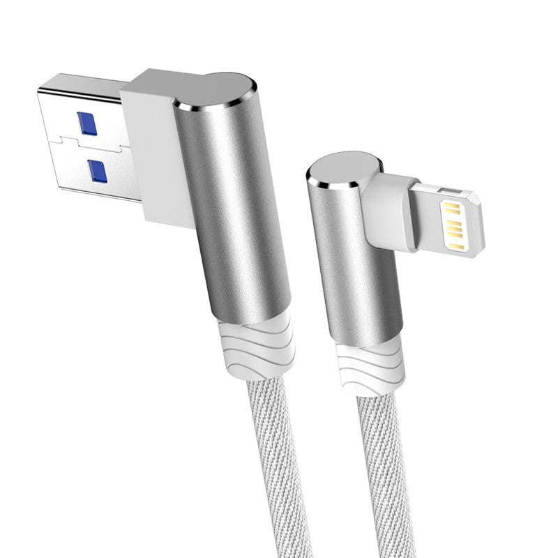 Cable de carga rapida USB de 90 grados para iPhone varios colores