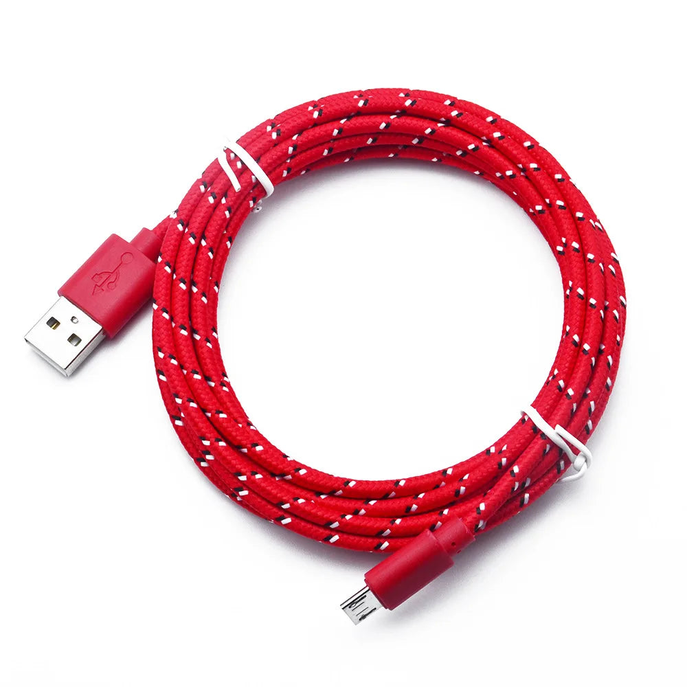 Cable micro USB de nailon para móvil, Cable micro USB trenzado de nailon, de 1m, 2m y 3m, para Samsung, HTC, Huawei, Xiaomi