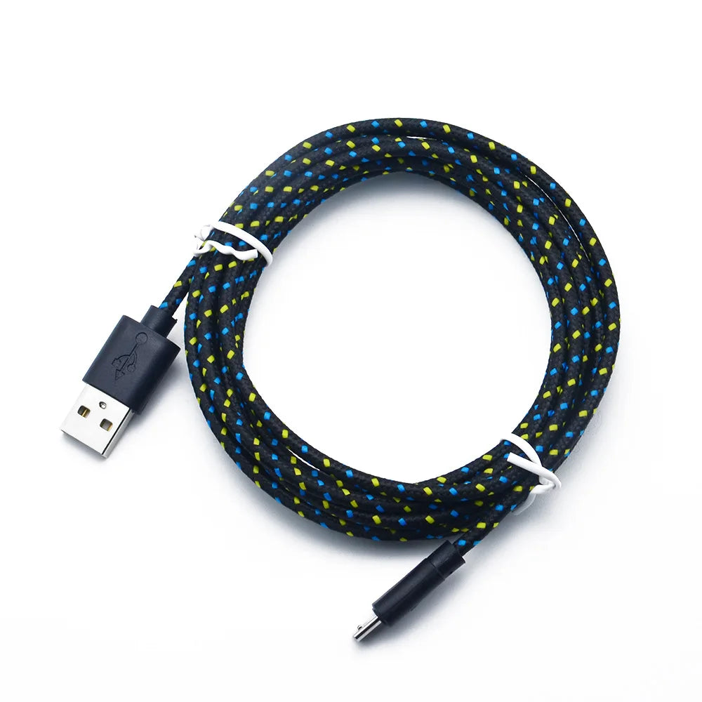 Cable micro USB de nailon para móvil, Cable micro USB trenzado de nailon, de 1m, 2m y 3m, para Samsung, HTC, Huawei, Xiaomi