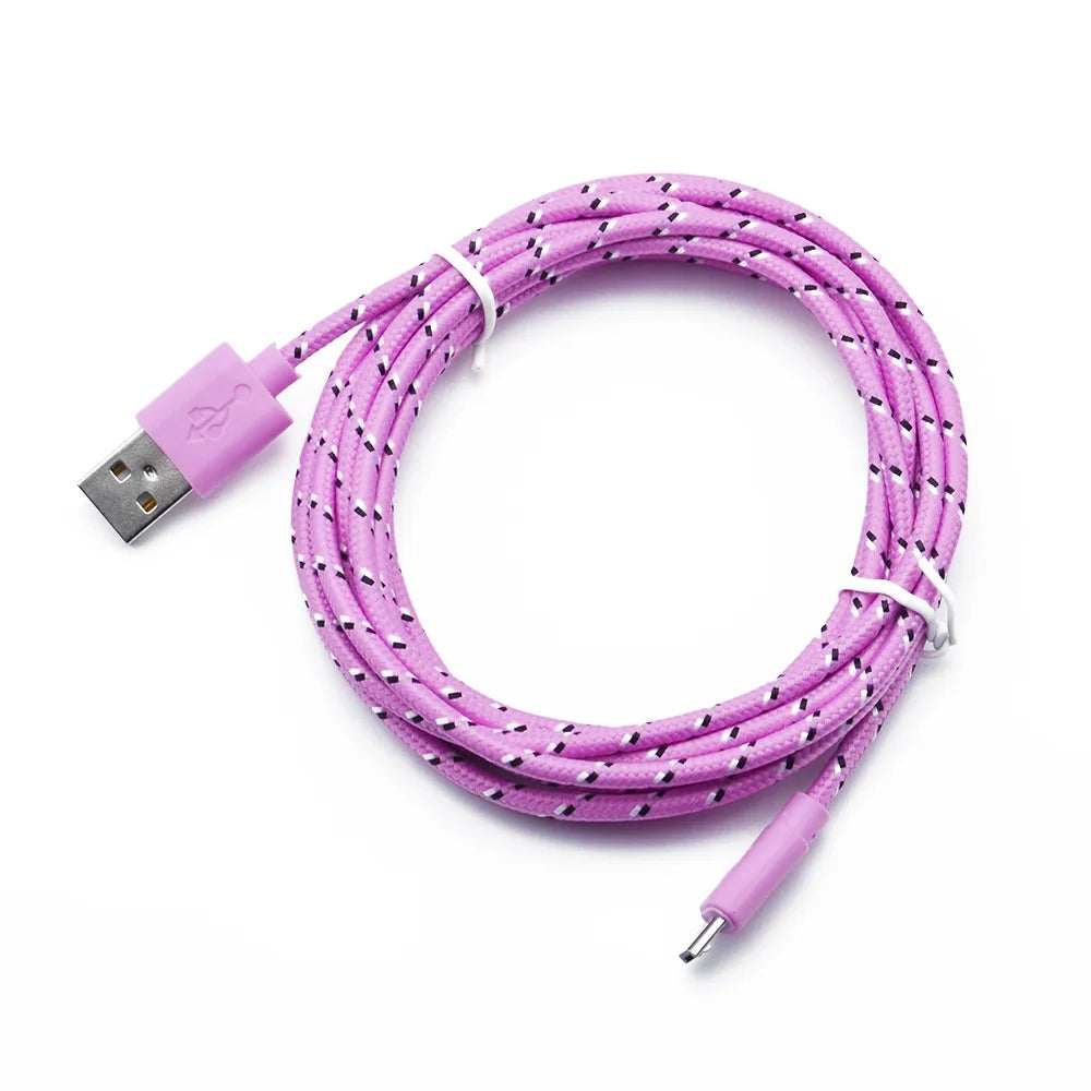 Cable micro USB de nailon para móvil, Cable micro USB trenzado de nailon, de 1m, 2m y 3m, para Samsung, HTC, Huawei, Xiaomi