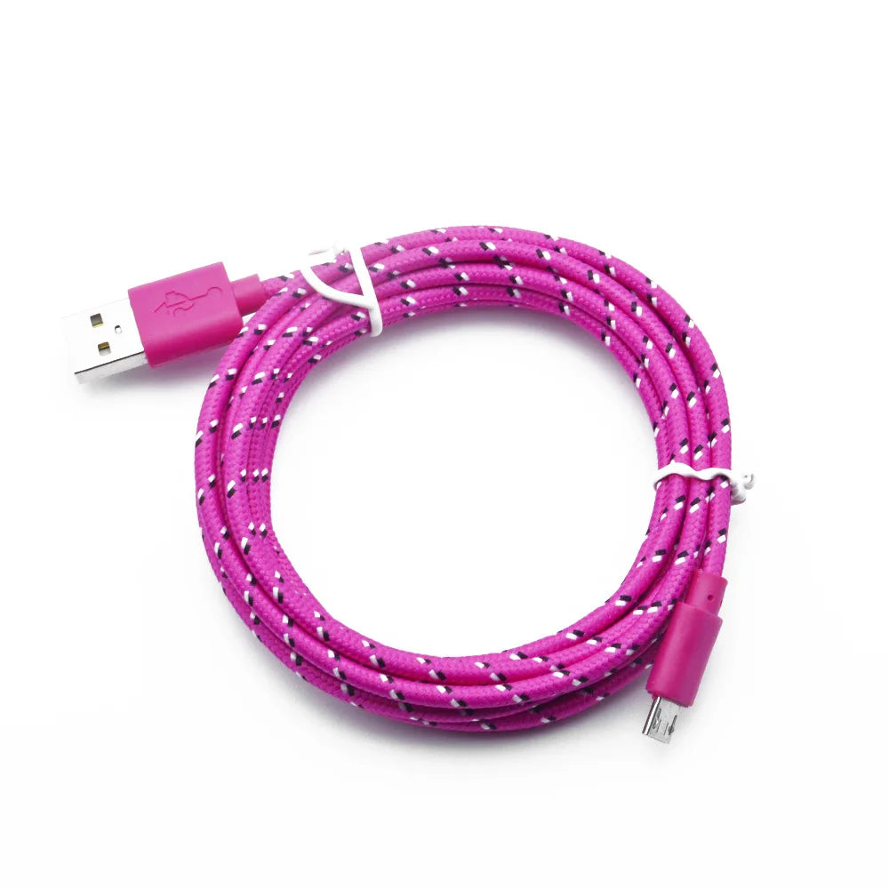 Cable micro USB de nailon para móvil, Cable micro USB trenzado de nailon, de 1m, 2m y 3m, para Samsung, HTC, Huawei, Xiaomi