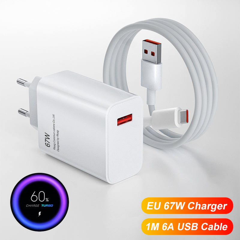 Cargador rápido de 67W para Xiaomi Mi 13, 12, 11, Ultra Lite, 12 T Pro, Cable USB tipo C, Note 12 Redmi, Turbo 11, 10 Pro