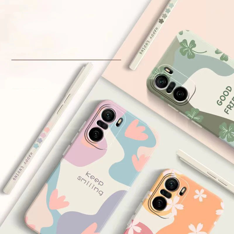 Case For Xiaomi 13 12 Lite 12T Poco F5 X5 X3 Pro Cases Cartoon Flower Matte Silicone Cover For Redmi Note 12 11 Pro Plus 10 Case