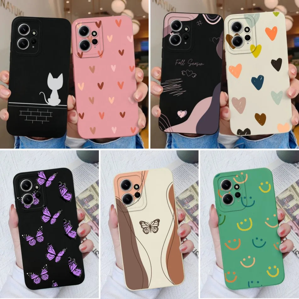 Funda de Silicona Líquida con Patrón Cartoon para Xiaomi Redmi Note 12 y 12S