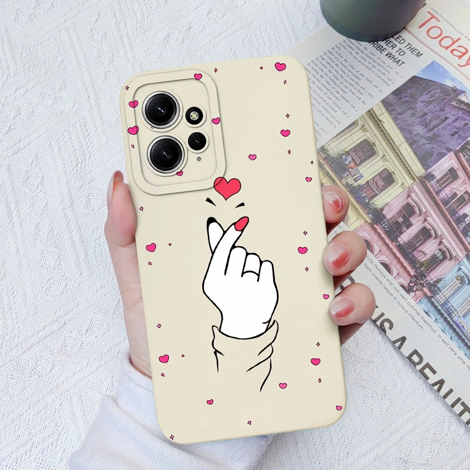 Funda de Silicona Líquida con Patrón Cartoon para Xiaomi Redmi Note 12 y 12S