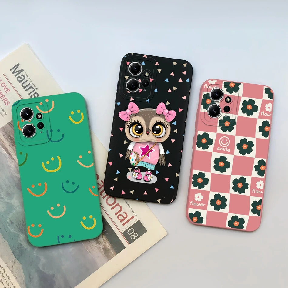 Funda de Silicona Líquida con Patrón Cartoon para Xiaomi Redmi Note 12 y 12S