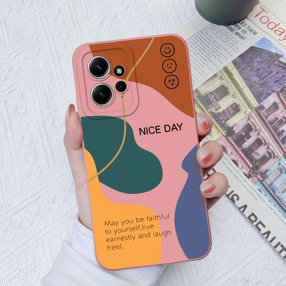 Funda de Silicona Líquida con Patrón Cartoon para Xiaomi Redmi Note 12 y 12S