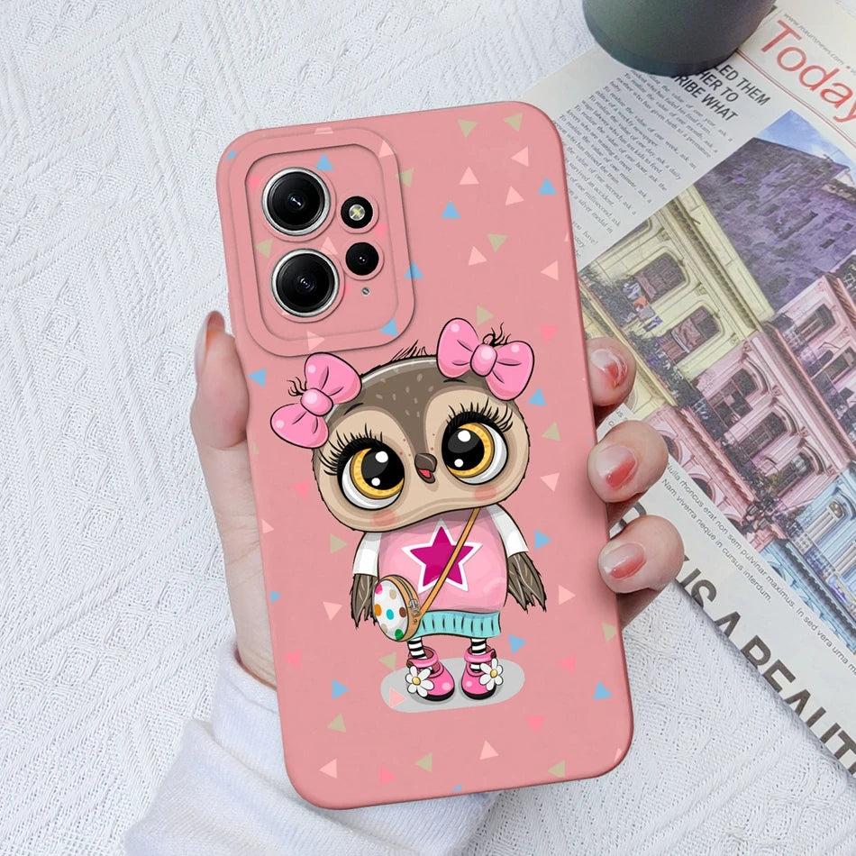 Funda de Silicona Líquida con Patrón Cartoon para Xiaomi Redmi Note 12 y 12S