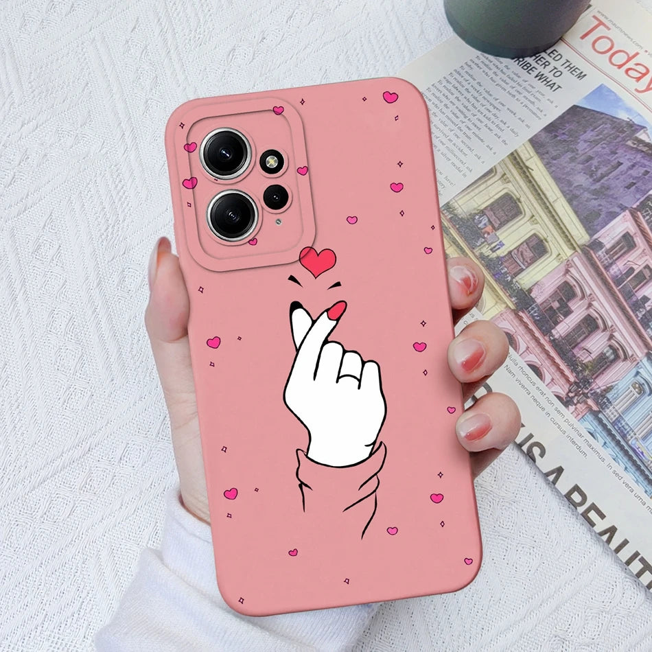 Funda de Silicona Líquida con Patrón Cartoon para Xiaomi Redmi Note 12 y 12S