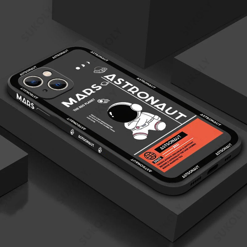 Funda Transparente de Astronauta para iPhone 15,14,13,12,11