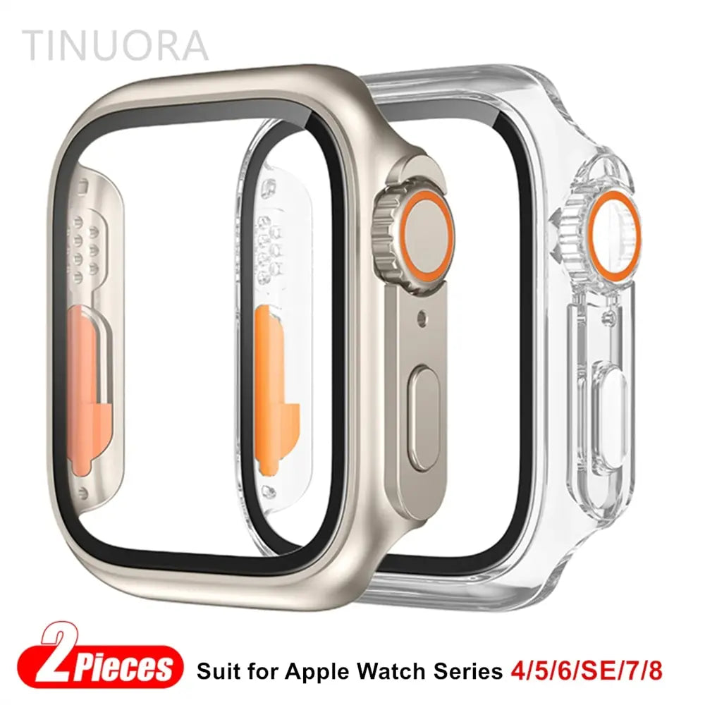 Cristal y funda para Apple Watch Series 8, 7, 45mm, 41mm, cambio a Ultra, IWatch 4, 5, 6, SE, 44mm, 40mm