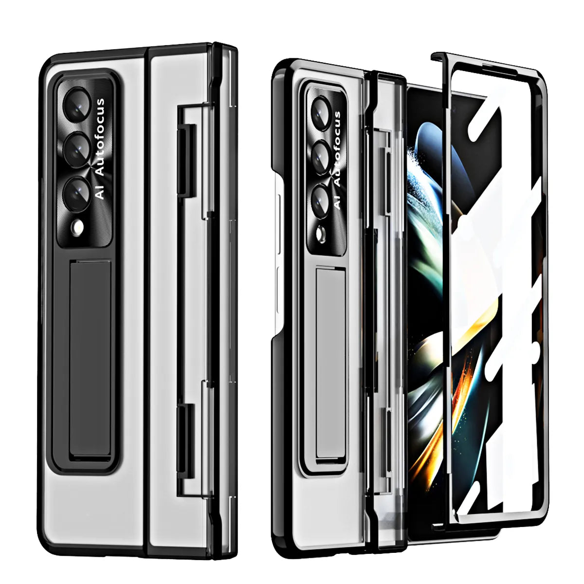 Funda transparente para Samsung Galaxy Z Fold, 4 pliegues, 3, 4, 5,  soporte con pantalla frontal de vidrio