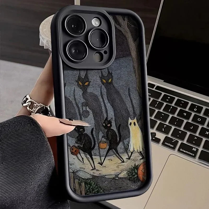 Dark Funny Monster Cat Fox funda de teléfono creativa para iPhone 15 14 13 11 12 Pro Max 7 8 Plus X XS Max XR SE2, cubierta trasera a prueba de golpes