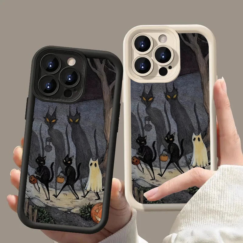 Dark Funny Monster Cat Fox funda de teléfono creativa para iPhone 15 14 13 11 12 Pro Max 7 8 Plus X XS Max XR SE2, cubierta trasera a prueba de golpes