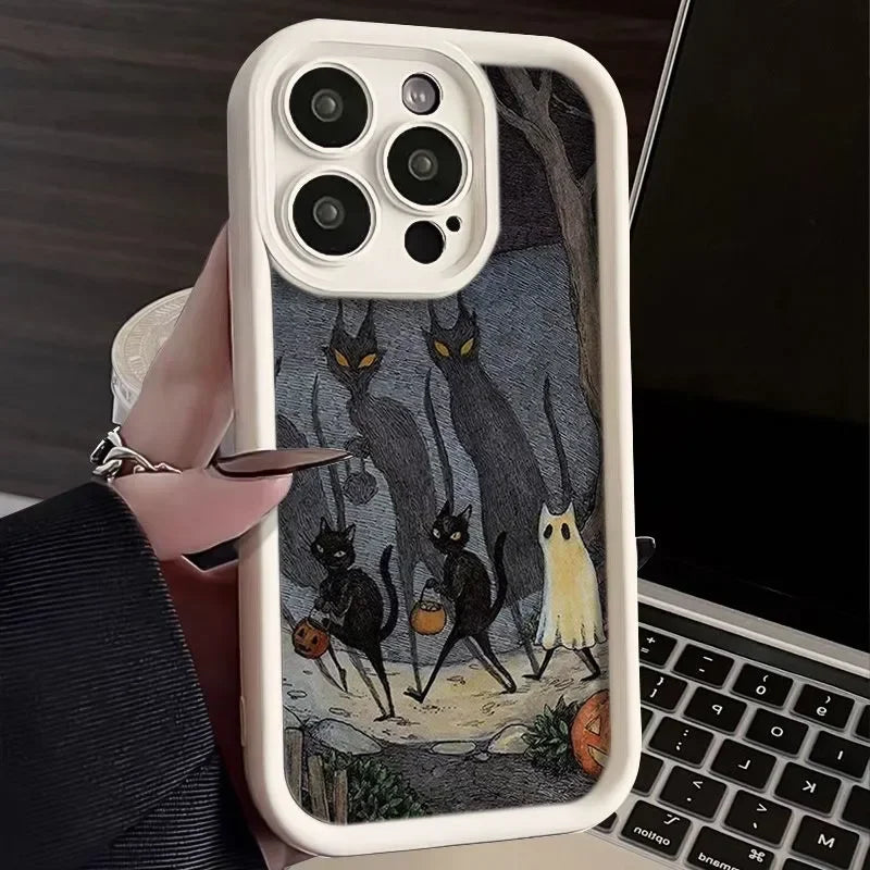 Dark Funny Monster Cat Fox funda de teléfono creativa para iPhone 15 14 13 11 12 Pro Max 7 8 Plus X XS Max XR SE2, cubierta trasera a prueba de golpes