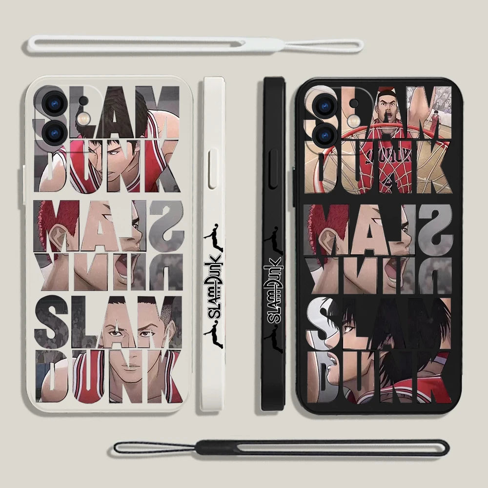 Funda de Teléfono Anime Slam Dunk Shohoku para Samsung Galaxy - Compatible con S23, S22, S21, S20 Ultra, Plus, FE, S10 4G, S9, Note 20, 10 Plus - Incluye Cordón