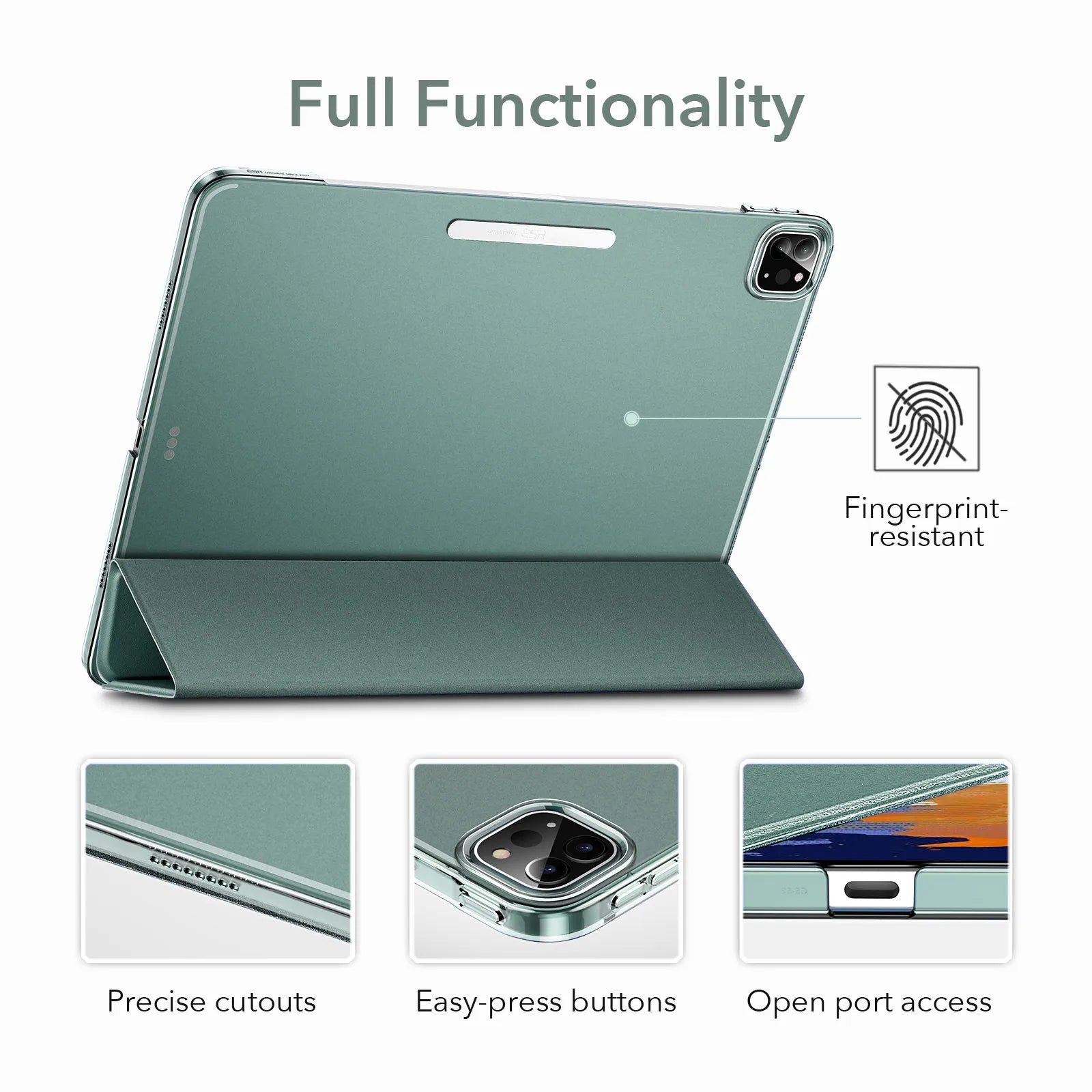 ESR-funda protectora trasera dura para iPad Pro 11, funda para iPad Air 5 4, iPad Pro 12,9, mini 6 Ascend, triple pliegue