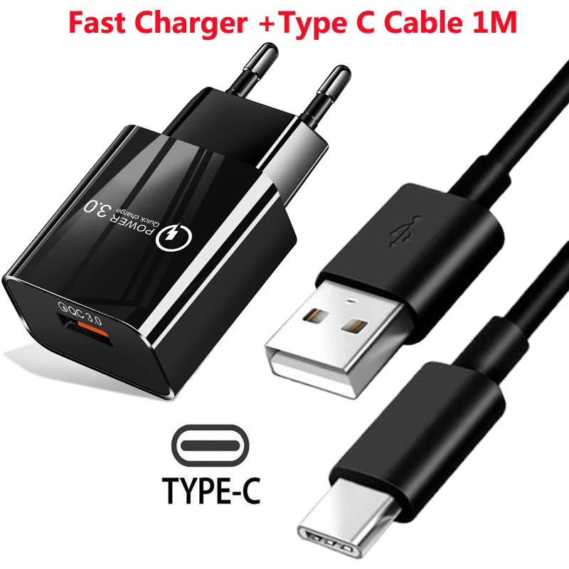 Cargador rápido USB  para teléfono para Xiaomi POCO X3 NFC M3 10T lite 10 9 Redmi 9 Note 9 8 Pro tipo C