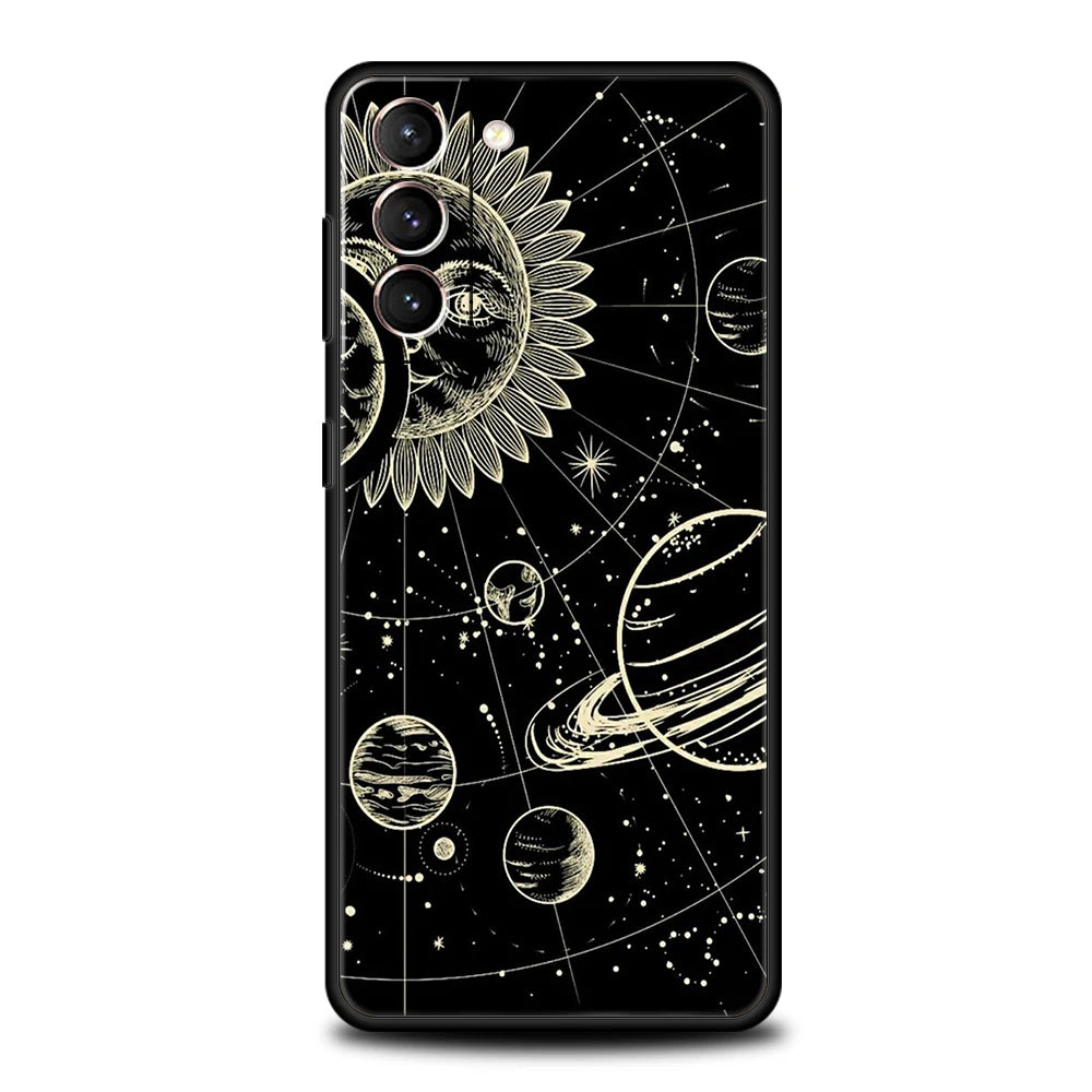 Funda con Diseño Astrológico "Suns Moons Clouds" para Samsung Galaxy