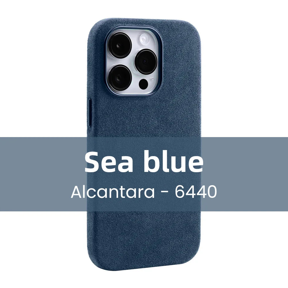 Funda de ALCANTARA magnética para iPhone 15 Pro Max 14 13 12 mini