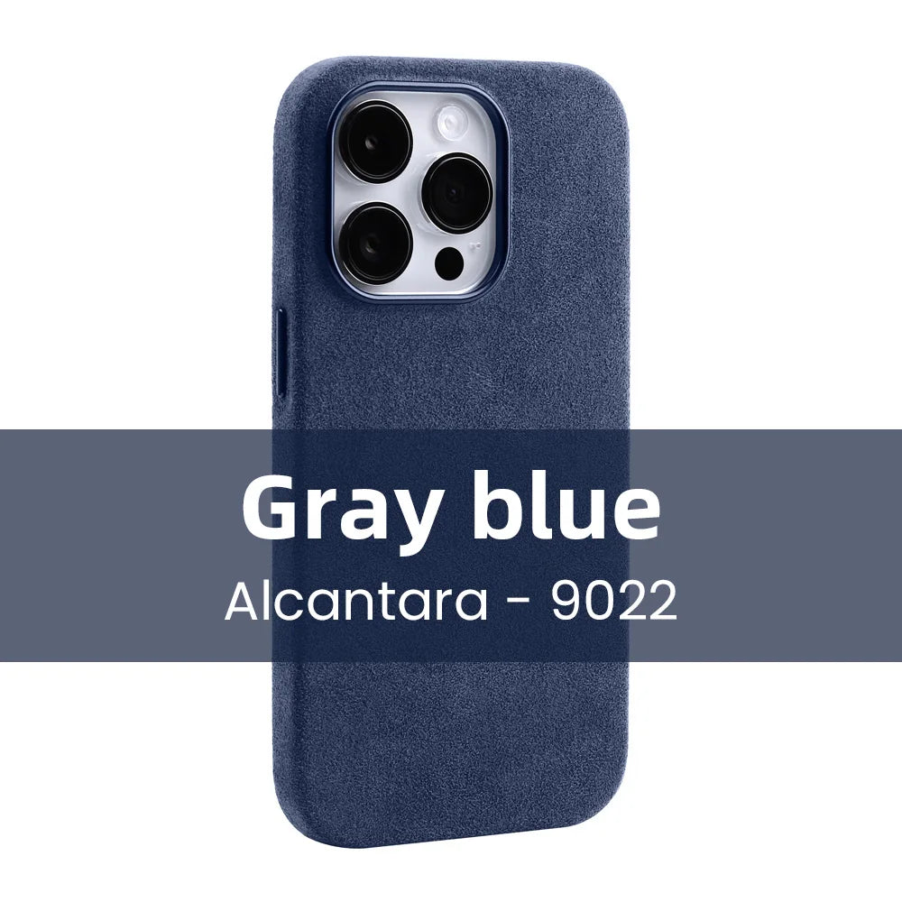 Funda de ALCANTARA magnética para iPhone 15 Pro Max 14 13 12 mini